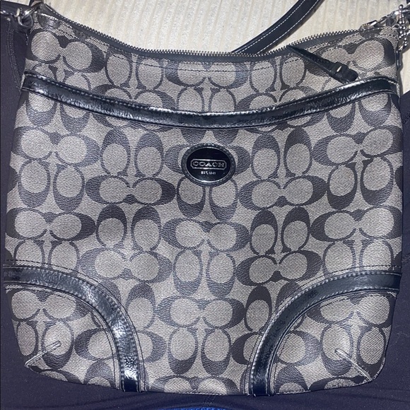 Coach Handbags - Coach Monogram Black and Gray Shoulder Bag